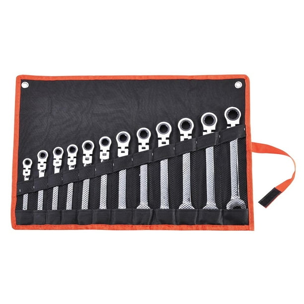 12Pc 8-19mm Flexible Metric Combination Wrench Head Ratchet Spanner Tool Set New
